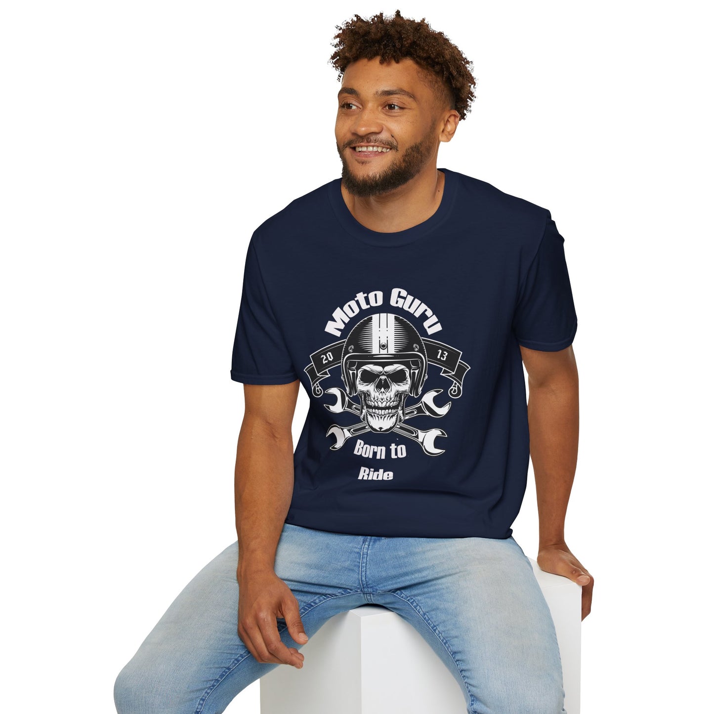 Moto Guru Born to ride Vintage Design Motorcycle T-Shirt