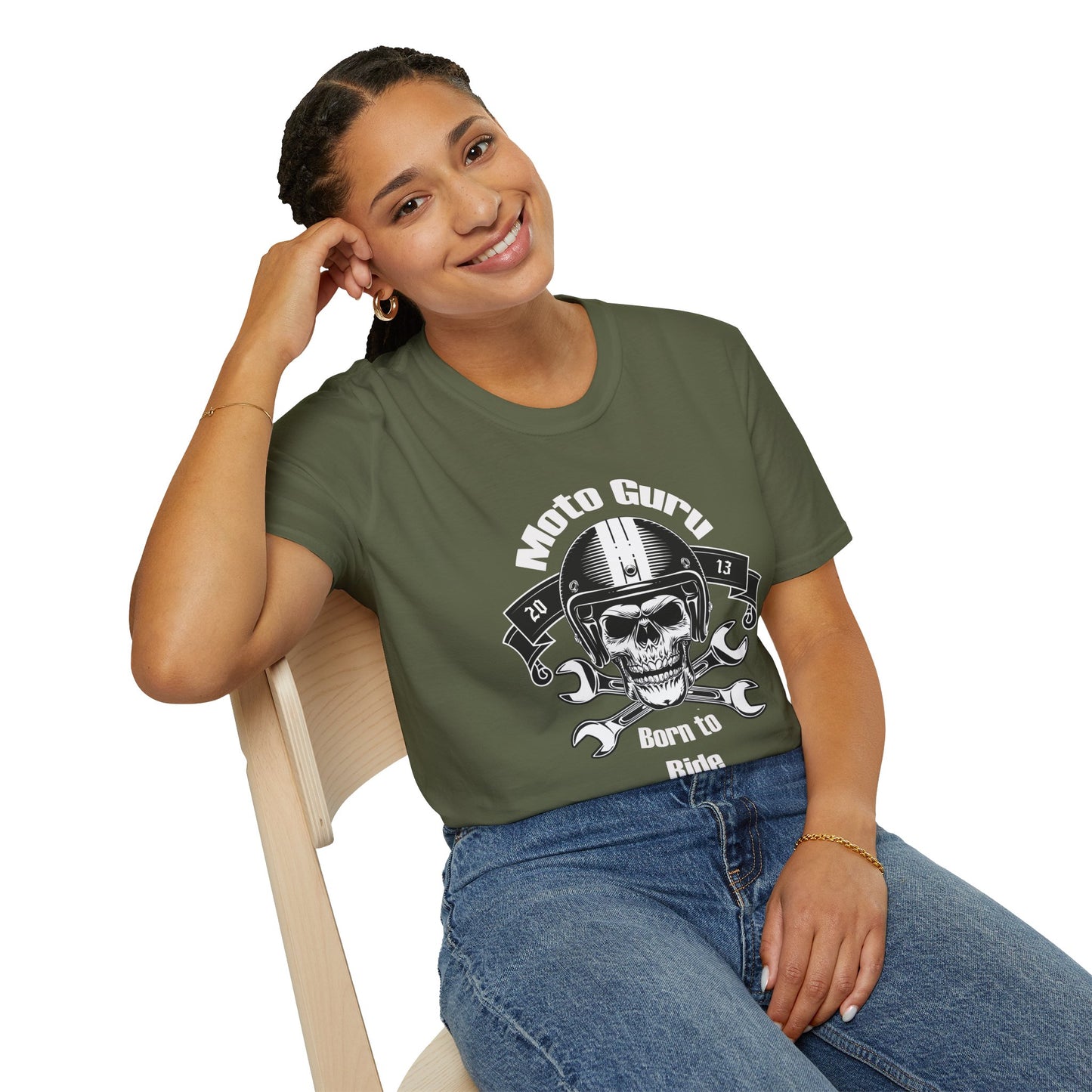 Moto Guru Born to ride Vintage Design Motorcycle T-Shirt