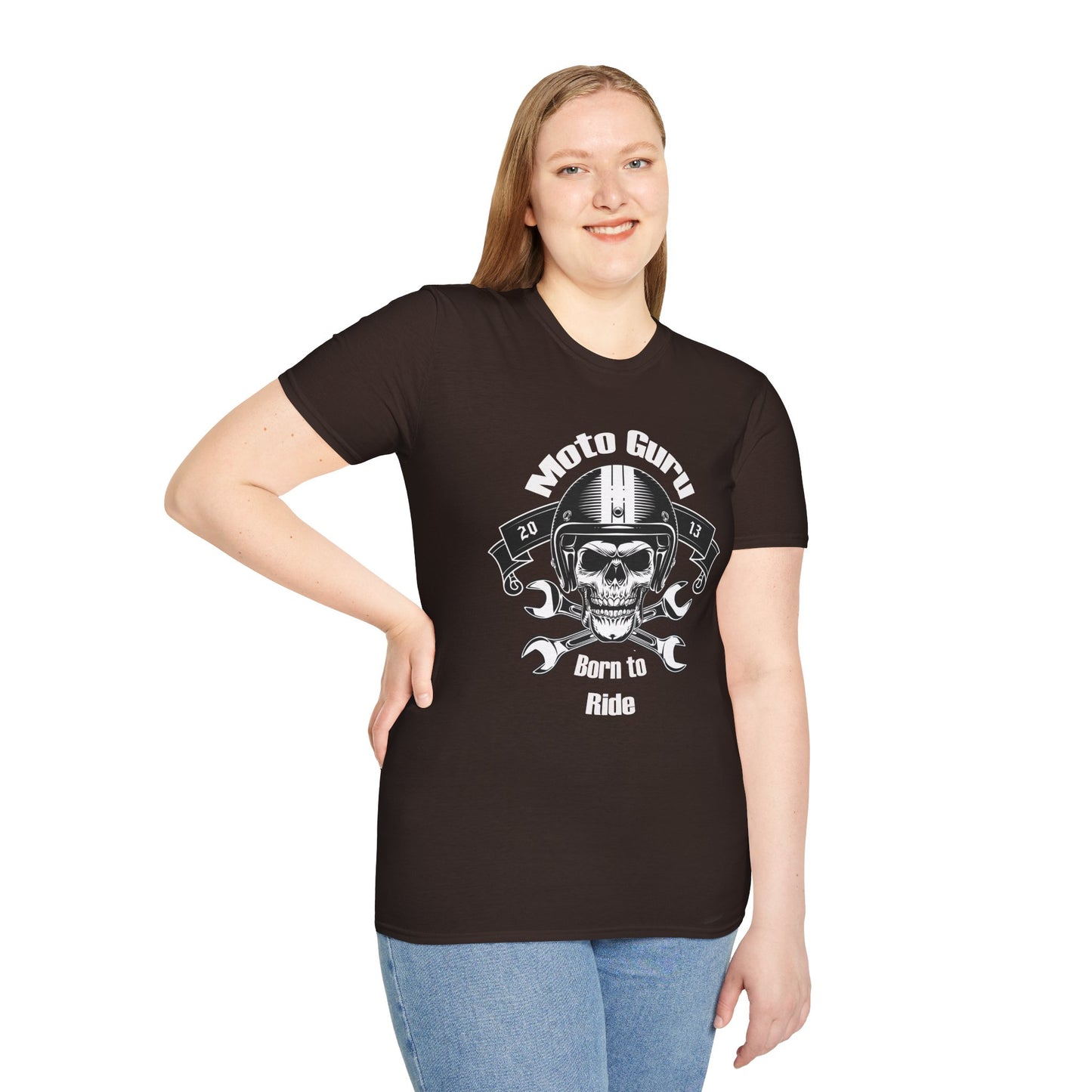 Moto Guru Born to ride Vintage Design Motorcycle T-Shirt