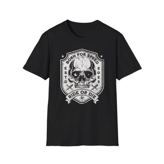 Born for Speed Skull Vintage Design Motorcycle T-Shirt