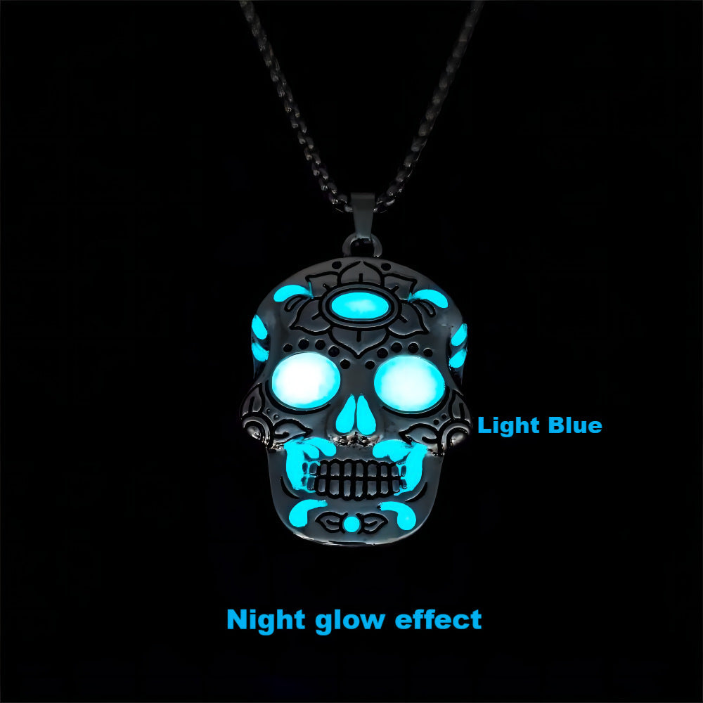 Stoer en kleurrijke "Sugar Skull" ketting met night glow effect!