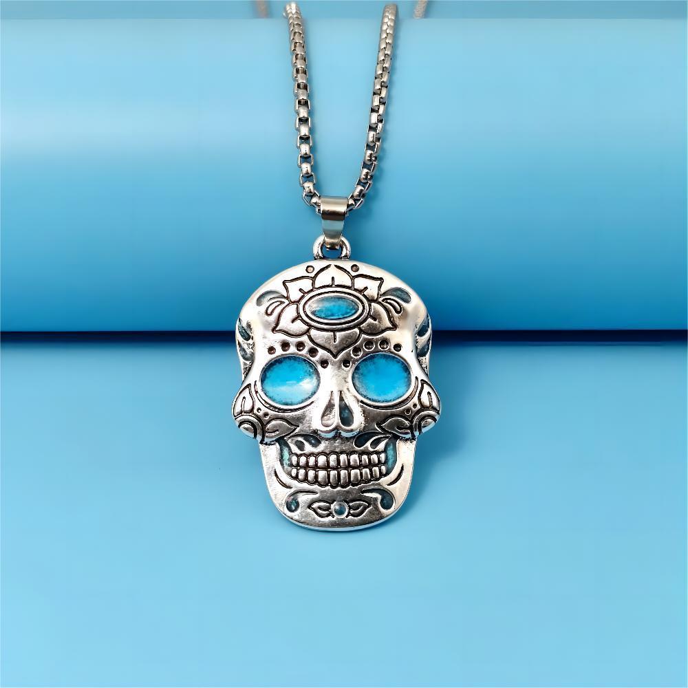 Stoer en kleurrijke "Sugar Skull" ketting met night glow effect!