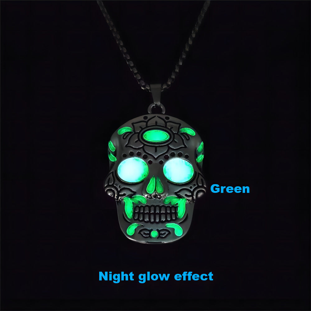 Stoer en kleurrijke "Sugar Skull" ketting met night glow effect!