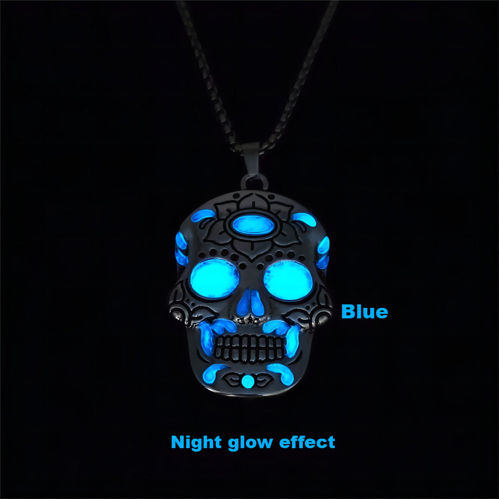 Stoer en kleurrijke "Sugar Skull" ketting met night glow effect!